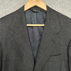 VTG BROOKSTREET Mens 40S Charcoal‎ Grey Plaid Super 100s Wool Suit Jacket Blazer